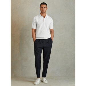 REISS LUPTON Cotton Textured Press Stud Polo Shirt